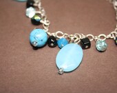 Sterling Silver bracelet turquoise and black
