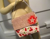 Hand Painted Star on Upcycled Leopard Print and Cherry "B" Shoulder Bag
