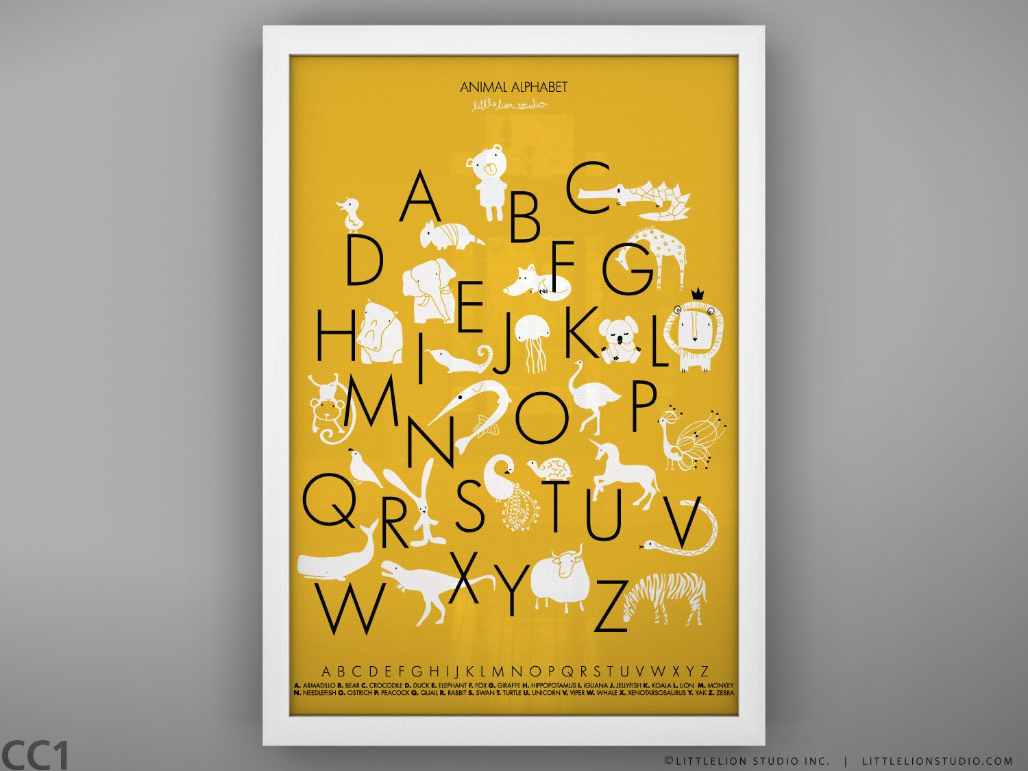 Animal Alphabet Poster 13x19 - Color Punch - Unframed Print
