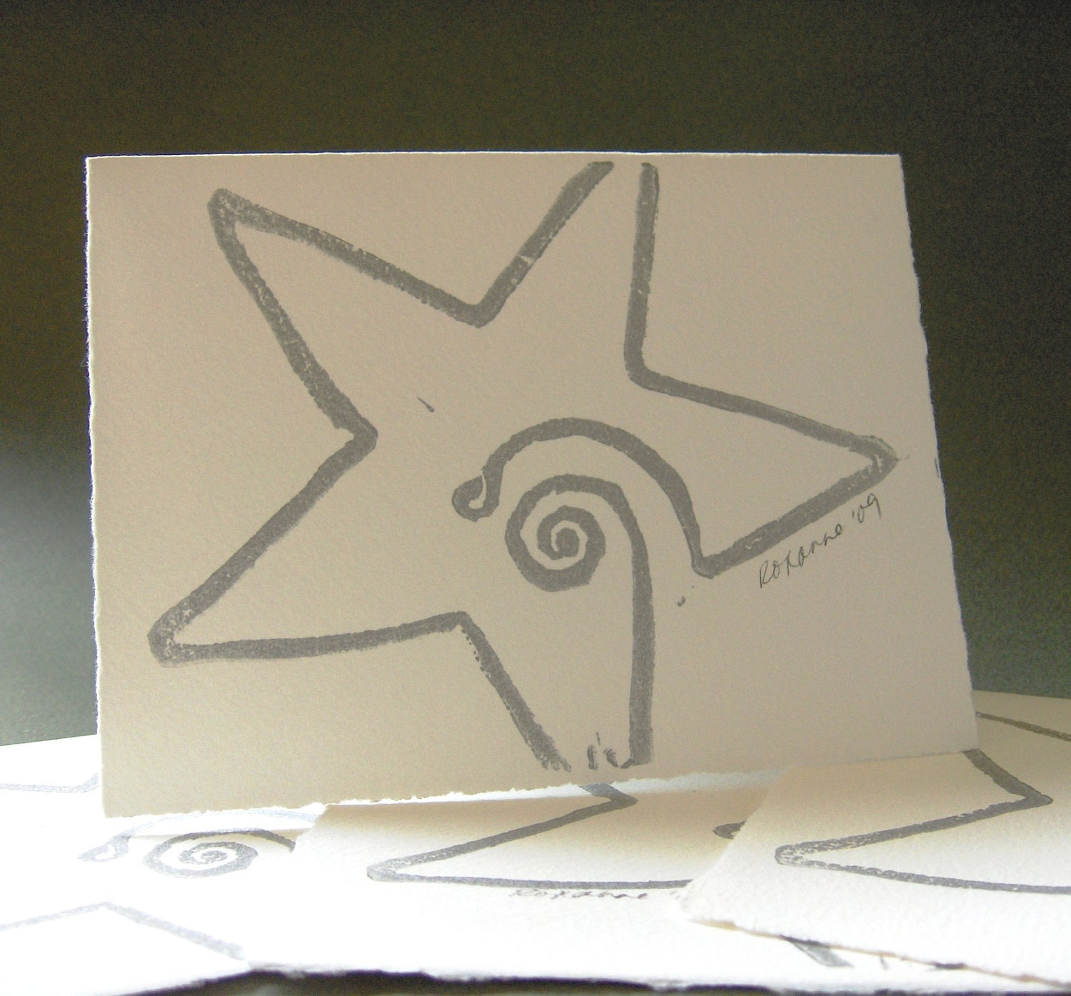 Handmade Cards - 3 Silver Star Cards with Recycled Envelopes - Medium