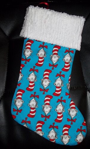 Dr. Seuss Cat in the Hat and Chenille Christmas Stocking with FREE US and Canada SHIPPING