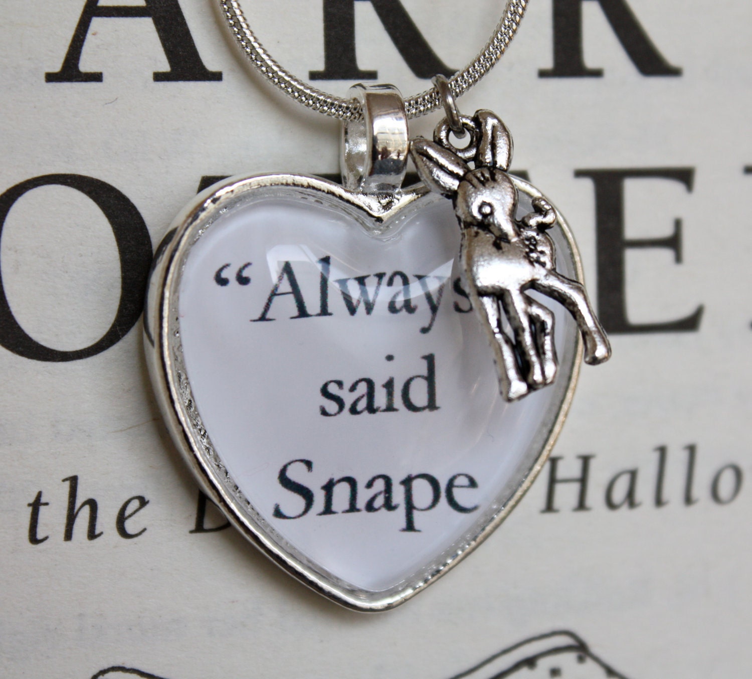 Harry Potter: ''Always' said Snape' Silver Doe Patronus Necklace