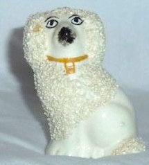 Vintage Staffordshire White Poodle Dog Figurine England English Mantle Mini Dog