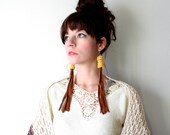 Tribal Fringe Earrings, Sunflower Yellow