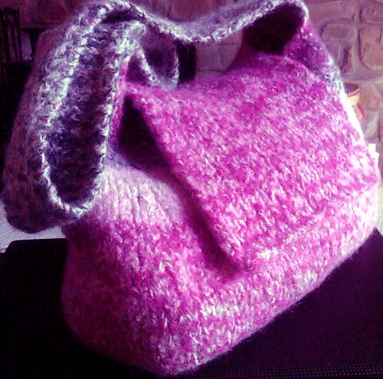 Boutique Original Design Knit/Felt Purse - Blush Through Winter