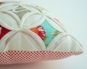 Pincushion Miniature Pillow Cathedral Window Moda Ruby - 5 Inches Square