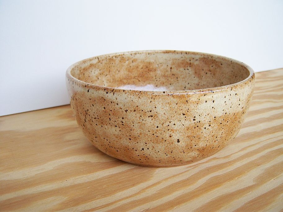 Ceramic Serving Bowl in Speckled Tan Glaze