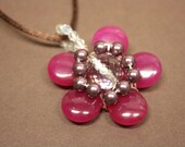 Wirewrapped Fushia Flower Pendant