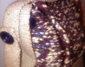 Chubby Bubble Bag in burgandy and cream with denim tweed