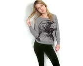 Hawk print shirt long sleeve raglan Small / Medium / Large