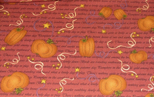 Henry Glass Fabrics -  Pumpkins on Maroon Background