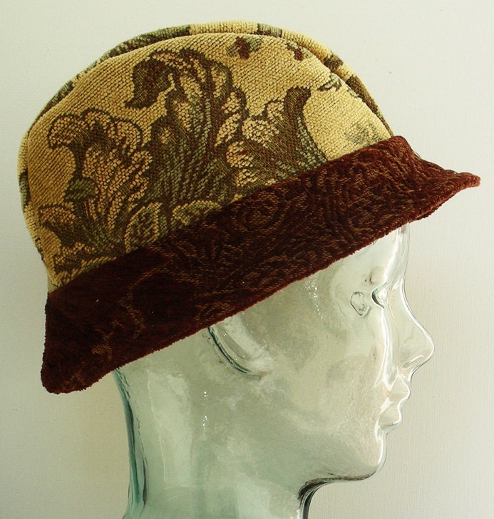 Hat New Designer Tapestry Fabrics OOAK Eco Upcycle Repurposed Sturdy crush for travel still looks good
