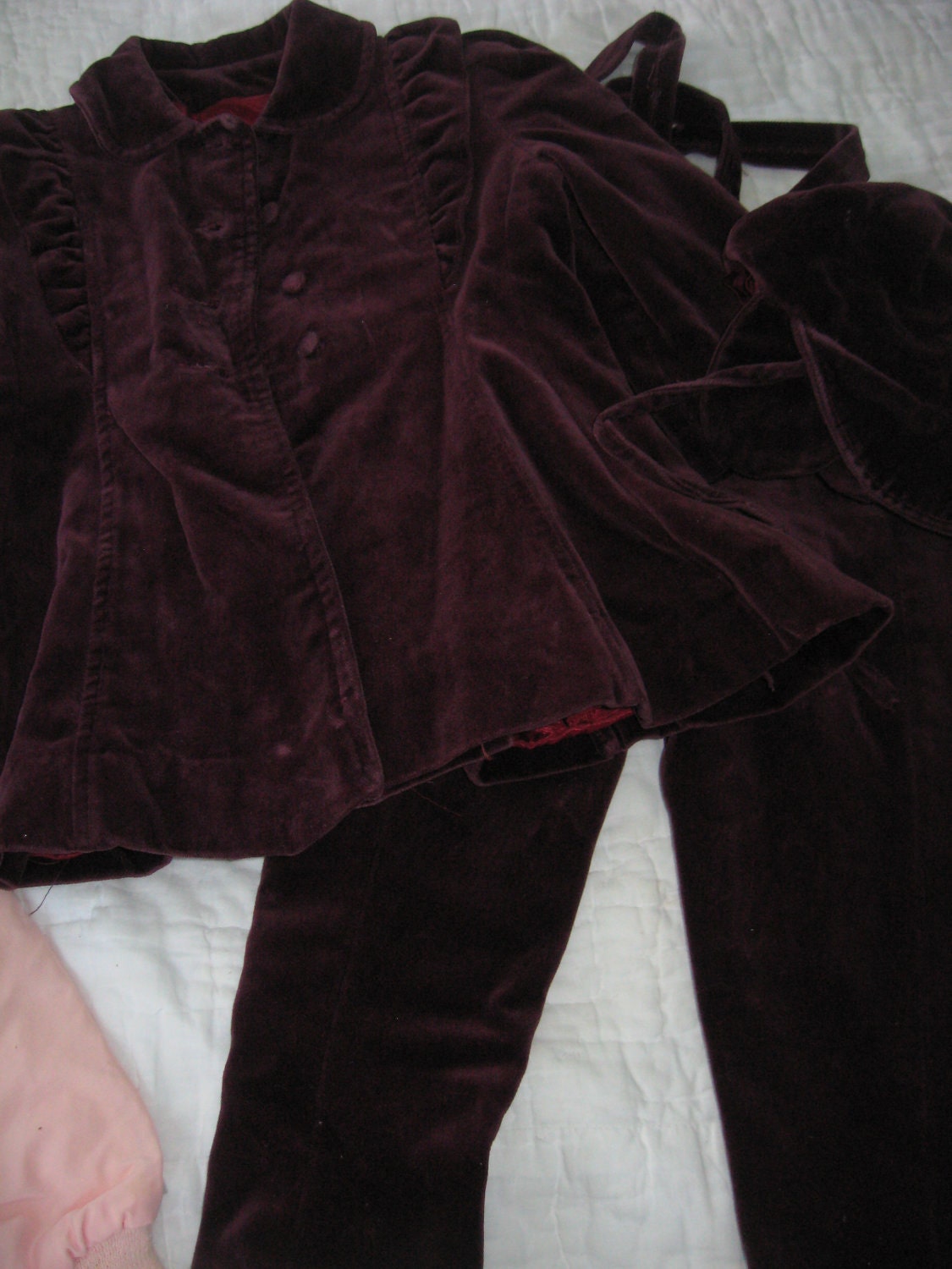 Rothschild retro velvet dress coat and leggings with hat 2T or 3T