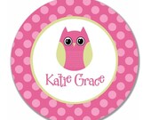 Personalized Girls 10" Melamine Plate with Owl