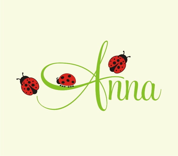 Personalized Name With Ladybugs, Custom Vinyl wall decals stickers, nursery, kids & teens room, removable decals stickers