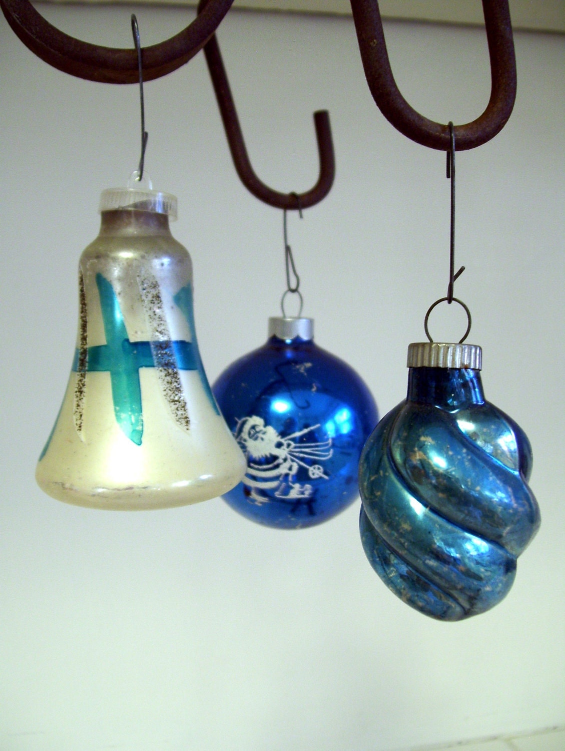 vintage blue Christmas ornaments