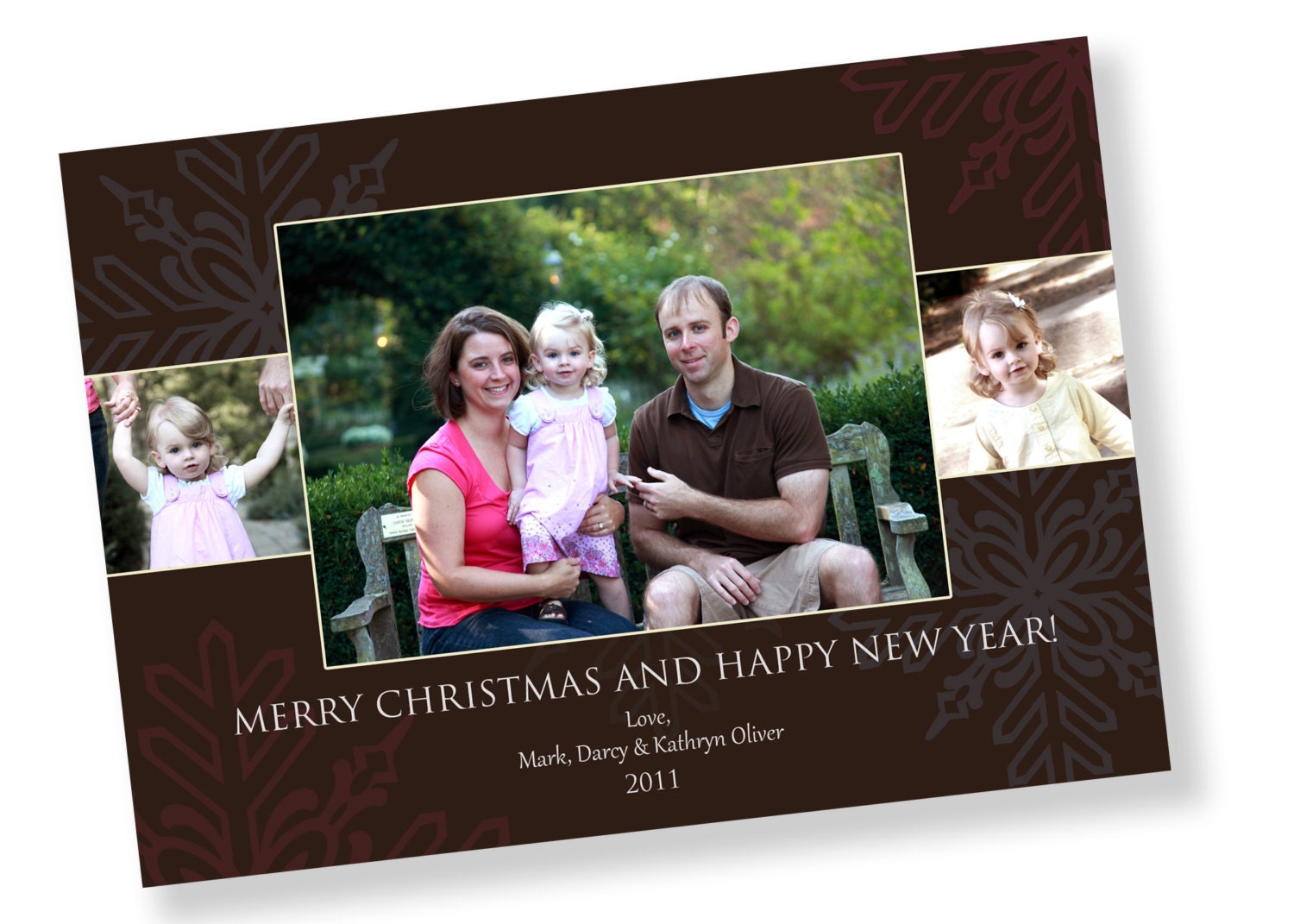 Brown with Snowflakes 3 Photo Holiday Card Il_170x135