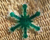Stained Glass Holiday Snowflake, Green Glass Snowflake Suncatcher