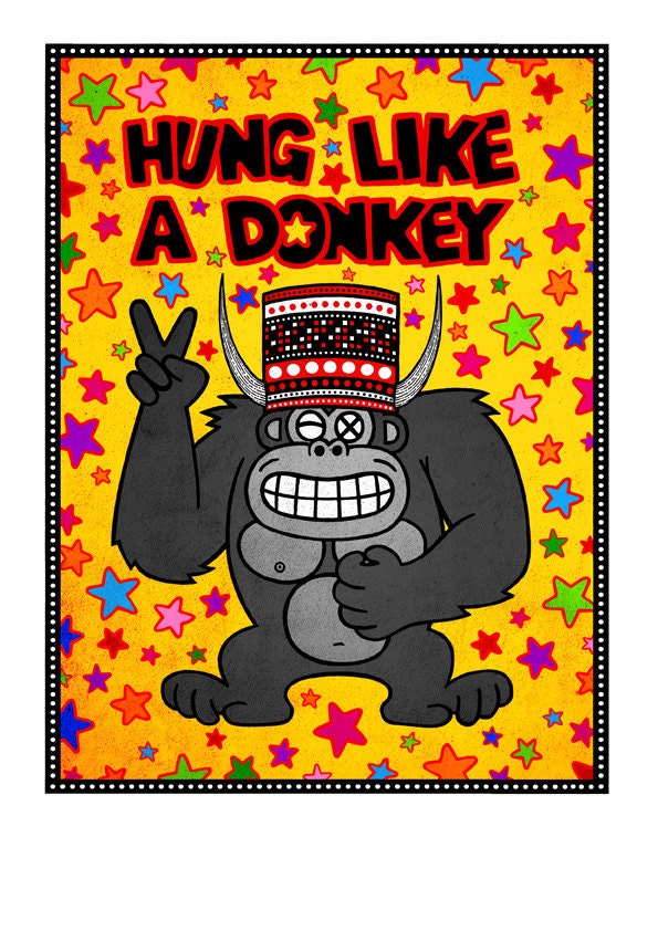 Hung Like A Donkey - illustration print A4