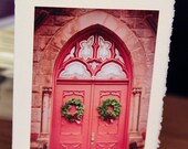 Red Church Doors- Christmas Holiday Card - Lisa Ceaser Photography Original