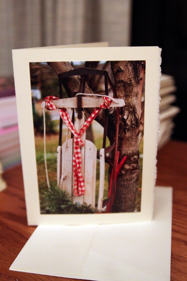 Sled - Christmas Holiday Card - Lisa Ceaser Photography Original