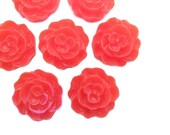 red pretty mini rose cabochons 6 pcs
