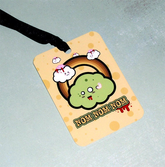 Kawaii Bookmark - Art Bookmark - Handmade Bookmark - Creepy Cute Bookmark - Kawaii Vector Art - Zombie Cloud - NOM NOM NOM