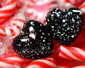 Black Resin Earrings.... Dangly Glitter Hearts Sparkle So Much... by isewcute