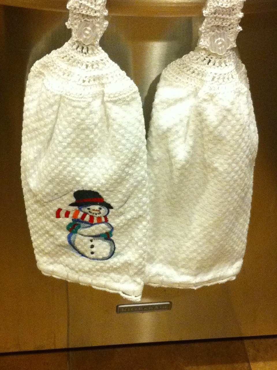 Hanging kitchen towels, hand crochet top & bottom with cotton size 3 thread quality