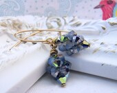 Handmade Captivating Denim Blue Beaded Accent Golden Earrings