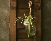 Shabby Chic Decor Mason Jar Wall Decor Glass Vase Cottage Style - Rustic Rope Design