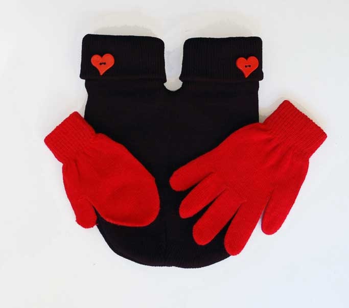 Parent and Child Smitten Mitten (for holding hands when its cold outside) comes with a parent size Glove and a kids size mitten, Free Card