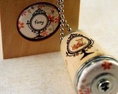 Fox Necklace - Cork in Test Tube and Wood Cube - Upcycled by Uncorked