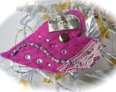 Brooch with Swarovski Crystals in Pink
