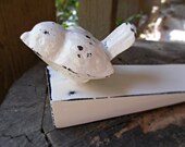 Bird Door Stop,cottage chic,shabby white finish,metal decor