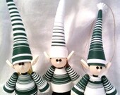 Elf Christmas Ornament Paper Quilled Set in Green