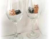 Custom Hand Painted Wine Glass Wineglass Dog Art