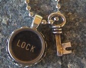 Typewriter Key Necklace, Lock and (sterling silver) Artisan Key, All Letters Available at Buster and boo on Etsy