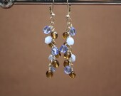 2" dangle cluster Blue and Brown Earrings