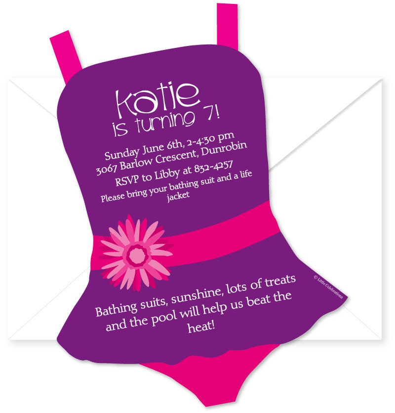 Girl's Pool Birthday Party Invitation