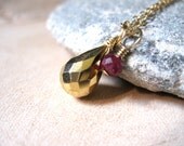 Pyrite & Ruby Gold Necklace