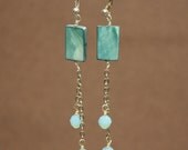 Teal dangle earrings
