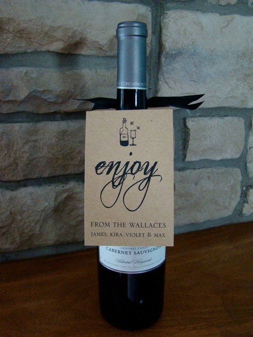 Personalized Bottle Tags - Enjoy Set of Six