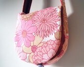 Raspberry and rose vintage fabric mini messenger bag