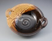 Ebony Brown Golden Brown Serving Bowl with Handles Porcelain by Mark Hudak