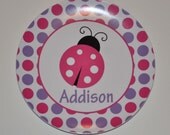 Ladybug Personalized Plate - Choose Your Colors - Personalized Melamine Plate - Personalized Birthday Plate