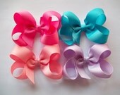 Set of 4 Medium 4" Twisted Hair Bows (Availble in 52 Colors)