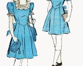 40s Advance 4677 Girls Frilly Sunday Frock Vintage Sewing Pattern Size 6