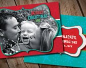 DIY Printable Double-Sided Customizable Retro Snowflake Christmas Photo Card Il_170x135