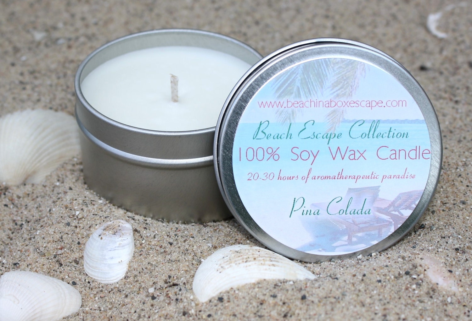 Beach Escape Scented Soy Candles 6 oz. Travel Tin
